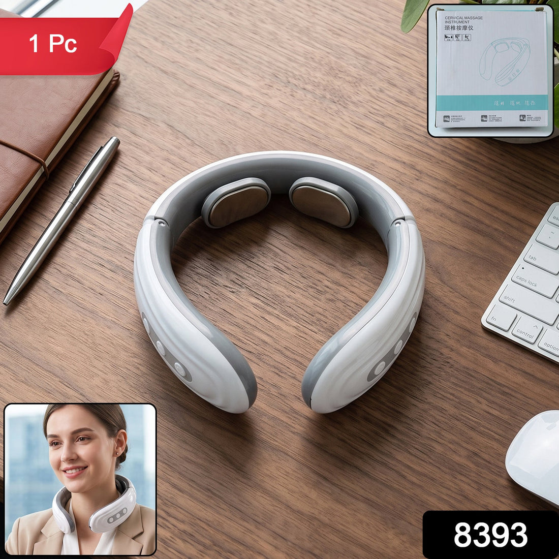 Wireless electric neck massager, cordless cervical pulse massage device (1 pc)