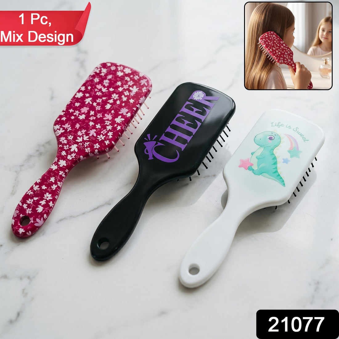 Kids hair brush with colorful cartoon character designs
