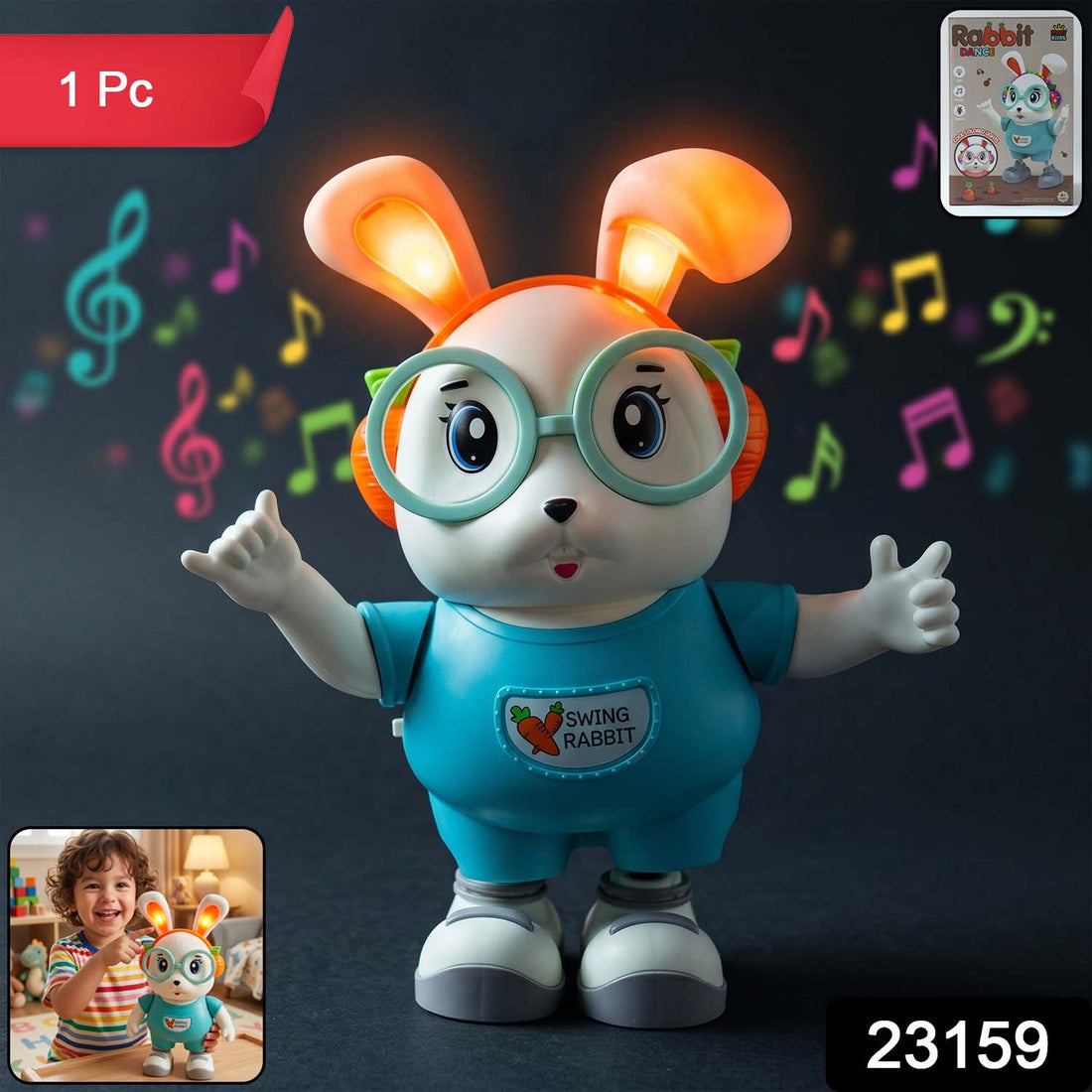 Cute swing rabbit toy with light-up ears for kids