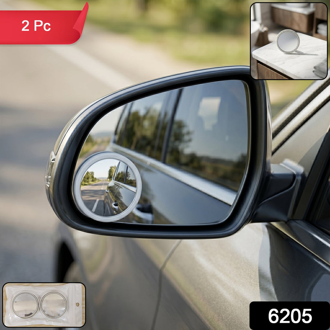 360° Rotating Wide Angle Blind Spot Mirror on car side mirror
