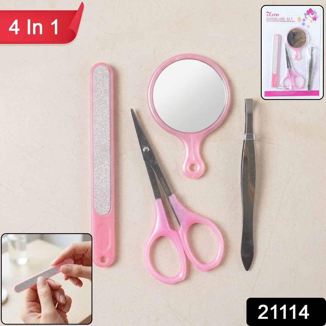 4 in 1 manicure kit with nail scissors and files