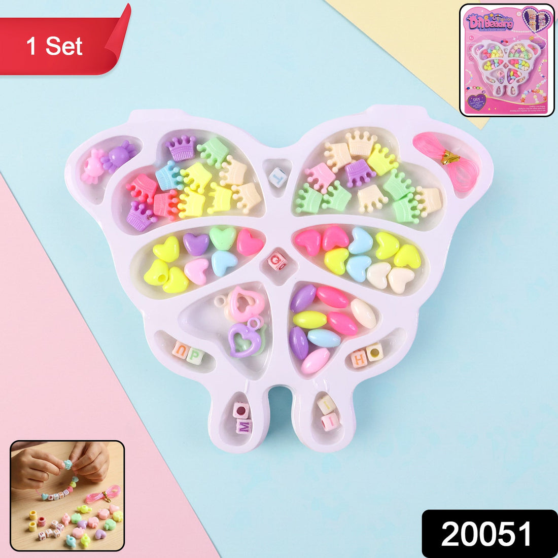 DIY beading jewellery making kit with butterfly organizer tray and colorful beads