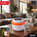 Portable LED lantern with solar charging for camping and power cuts