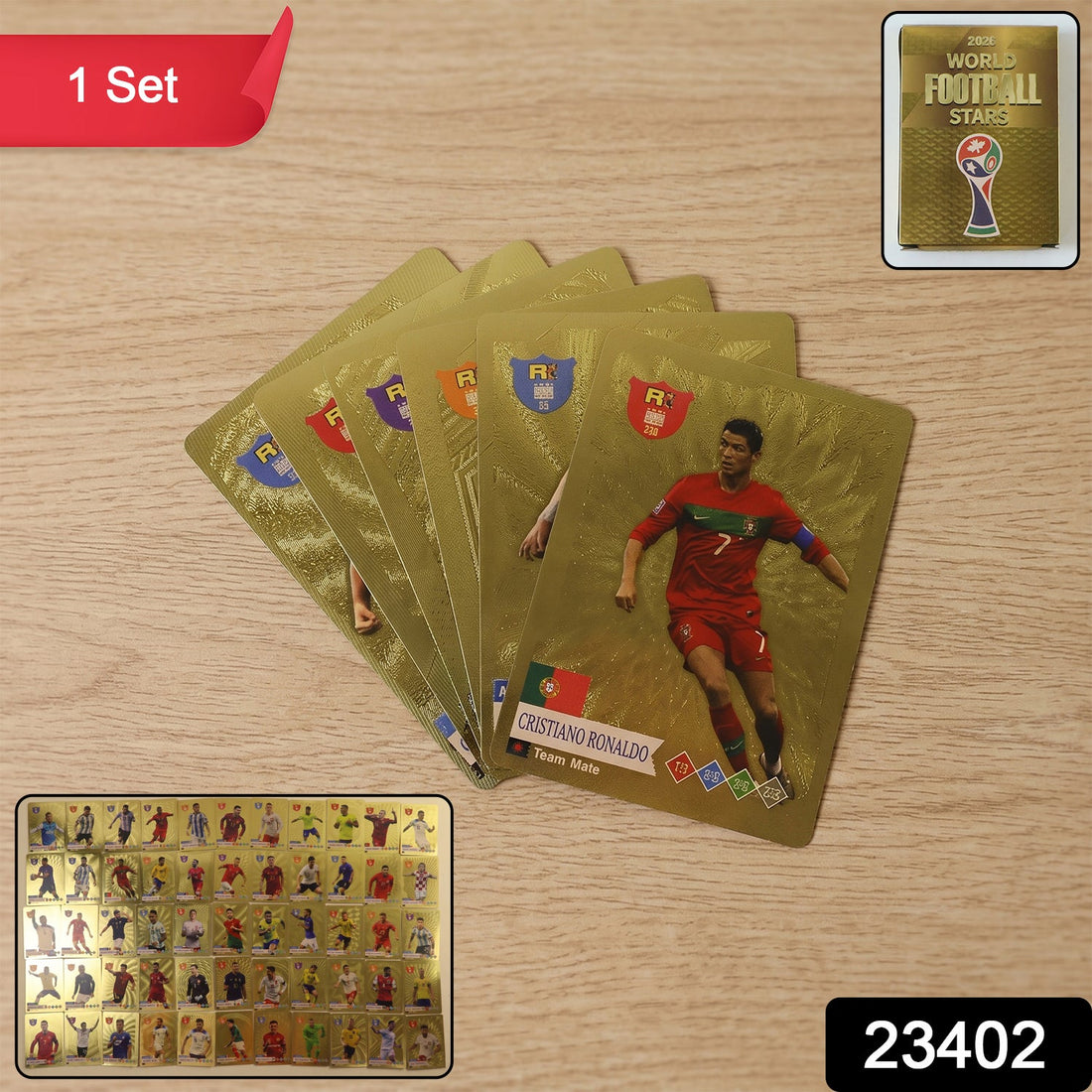 High-quality football trading cards with gold finish