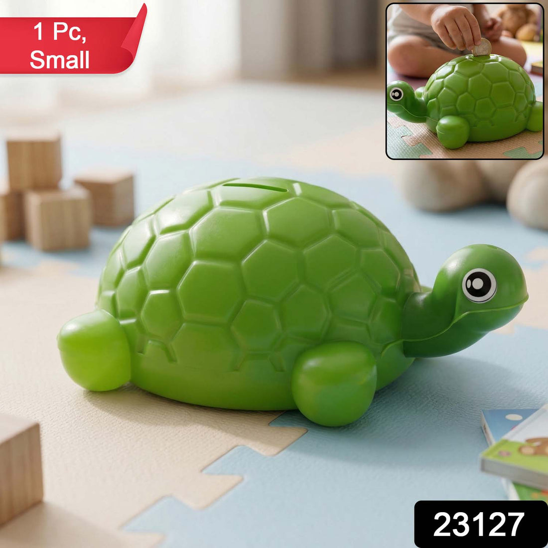 Kids tortoise-shaped piggy bank perfect for saving coins
