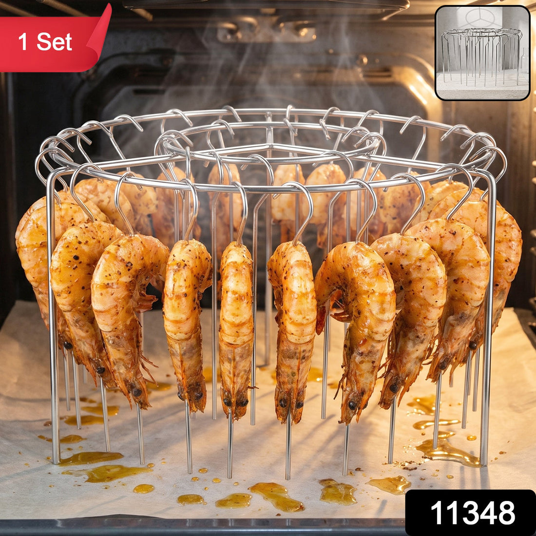 Air fryer skewer stand, stainless steel BBQ kebab rack holder (1 set)