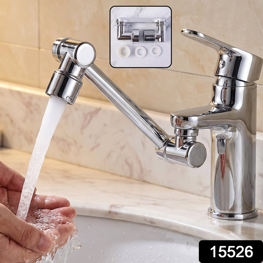 Rotatable faucet splash head extension with swivel arm tap nozzle (1 pc)