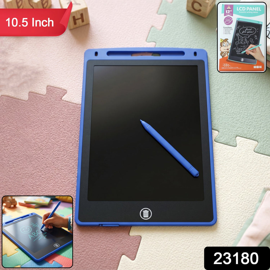 Kids doodling on a 10.5 inch LCD drawing tablet