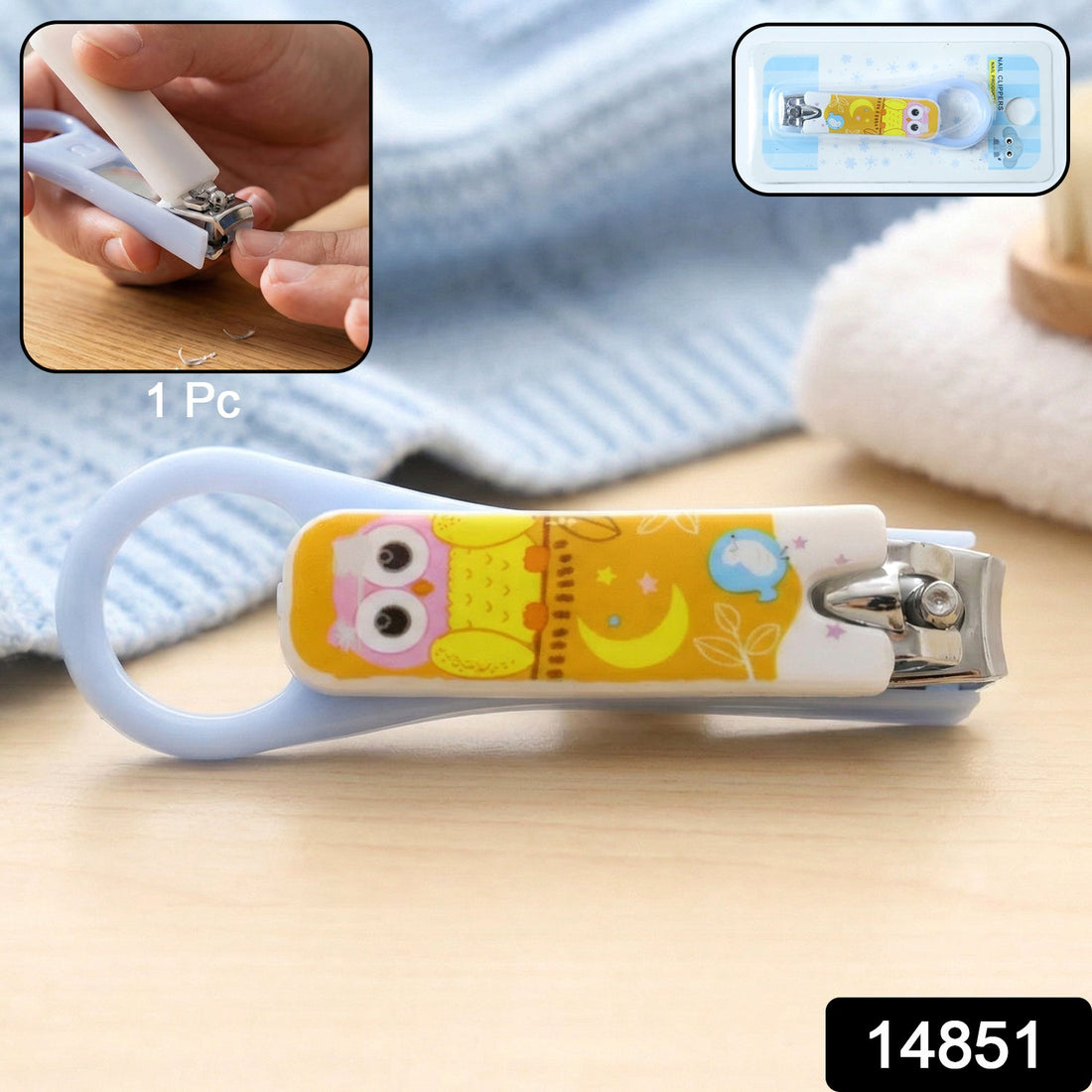 Cute cartoon owl baby nail clipper with safety grip for infants