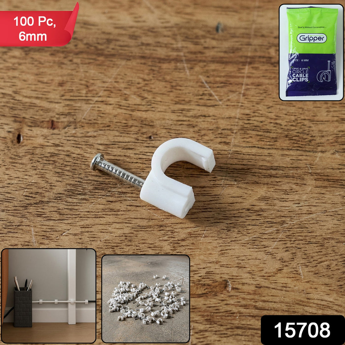 Cable management nail clips for organized wires