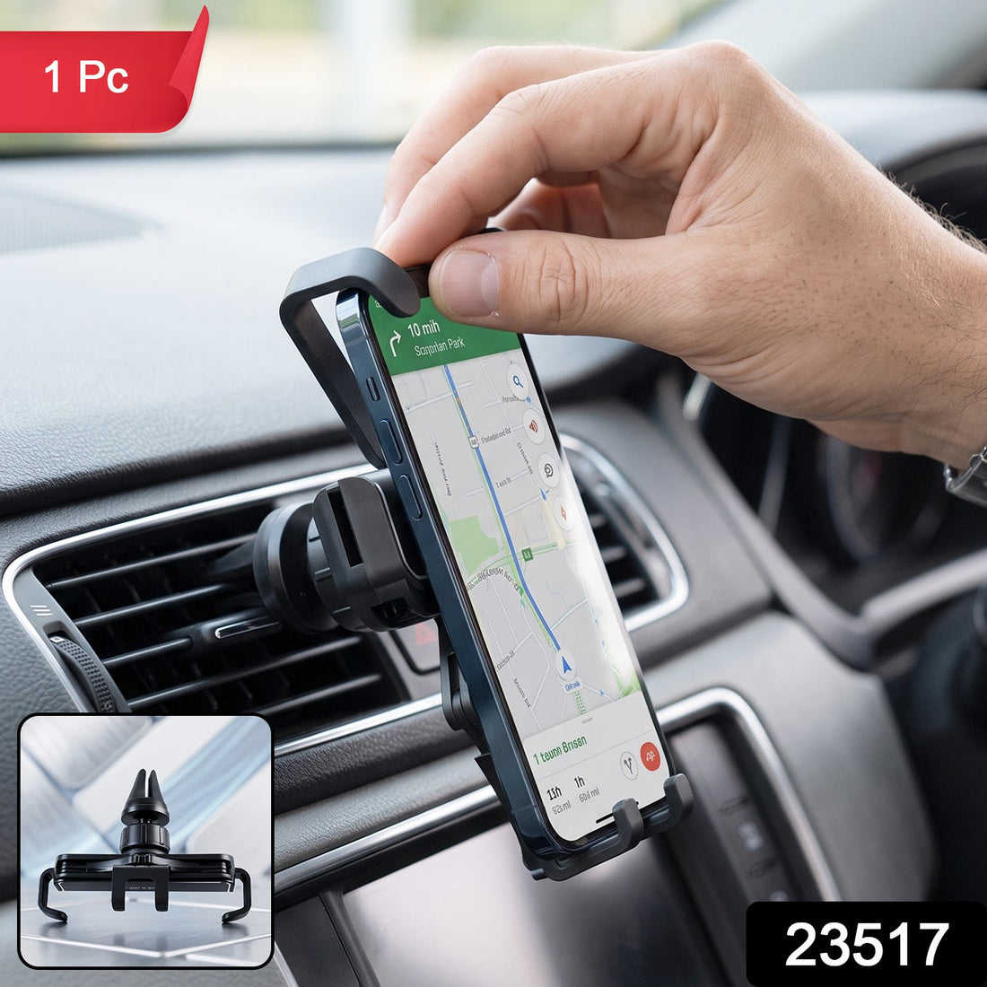 Plastic car mobile phone holder, air vent mount with 360 degree rotation (1 pc)