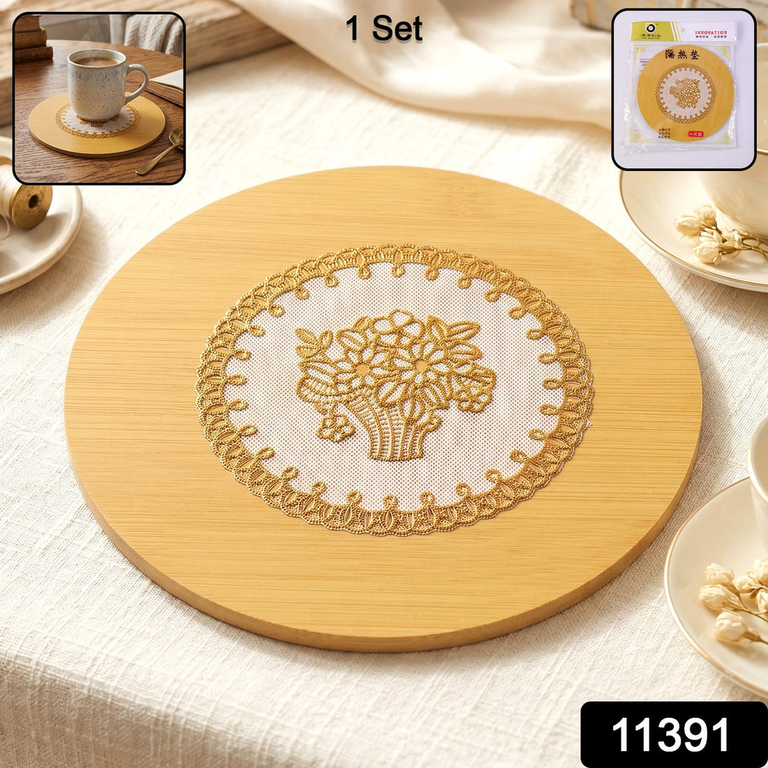 Wooden heat resistant round coaster