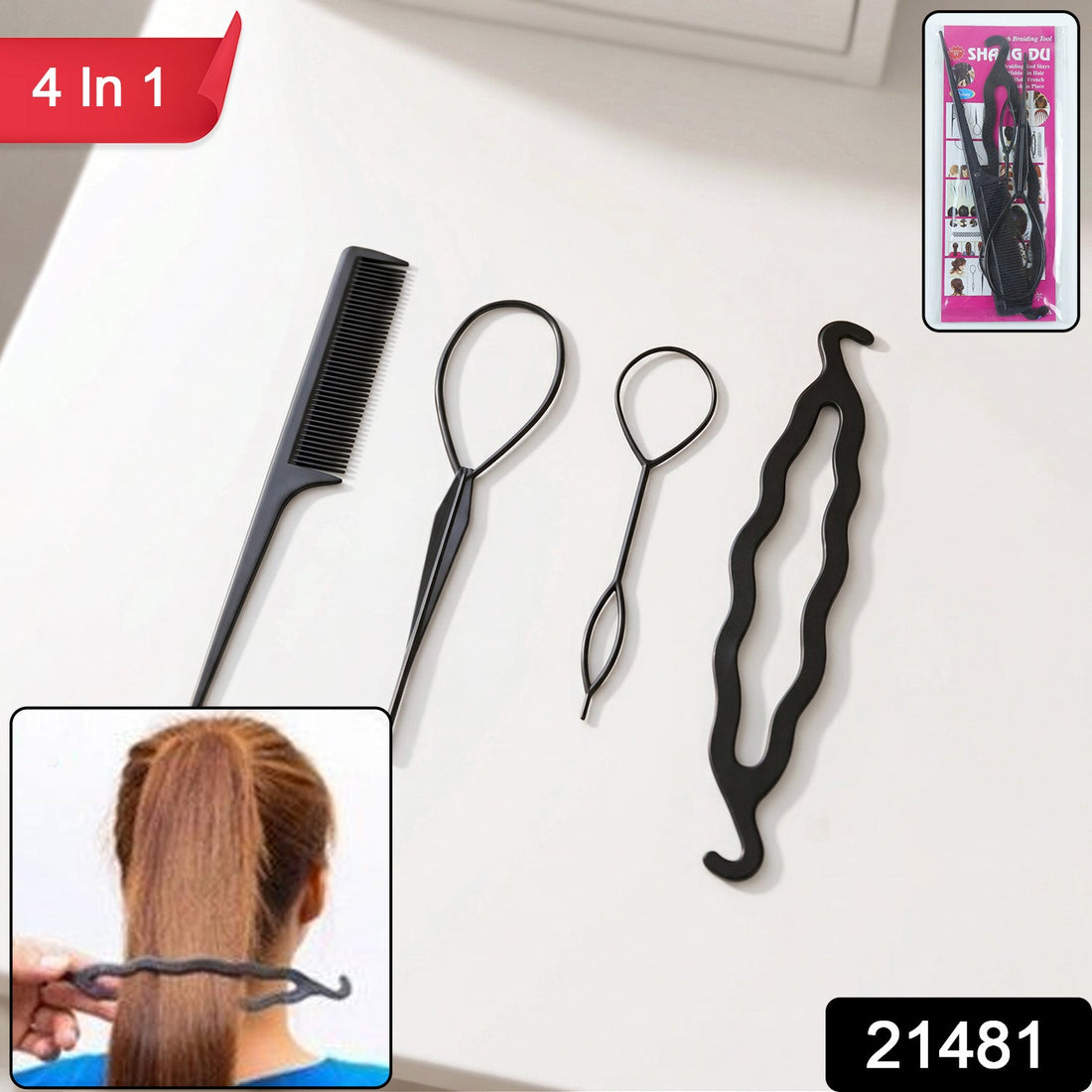 4 in 1 hair styling kit with comb and styling tools