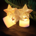Plastic flameless LED star candle with golden mesh design