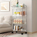 Rolling storage trolley with four basket shelves for home essentials